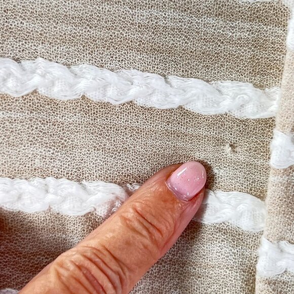 NWT Chicos Striped Cardigan Jacket Beige Sand Sz 3 XL 16 Open Front Textured - Picture 12 of 14